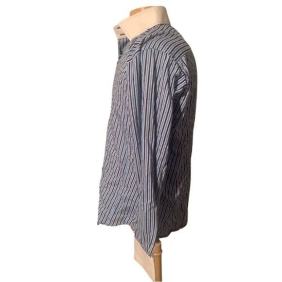 Bertigo 5 Blue Striped Long Sleeve Dress Shirt - Picture 3 of 4